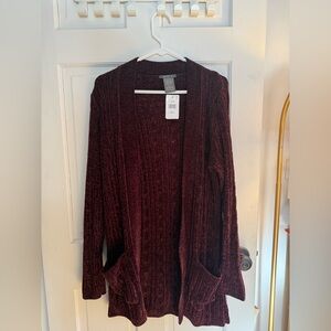 NWT- Matty M Deep Red Cardigan Sweater